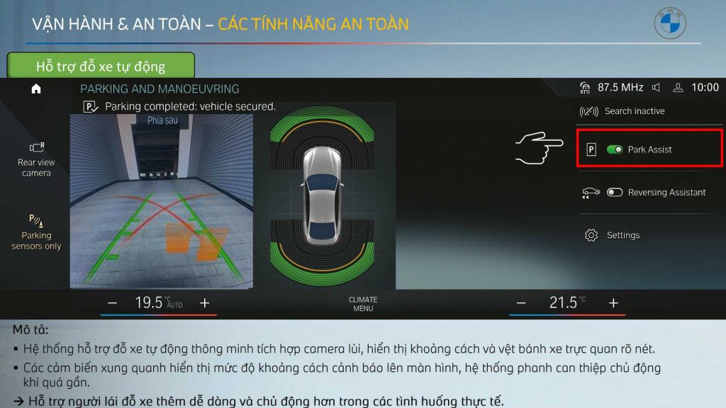 Tính năng đỗ xe tự động thông minh.