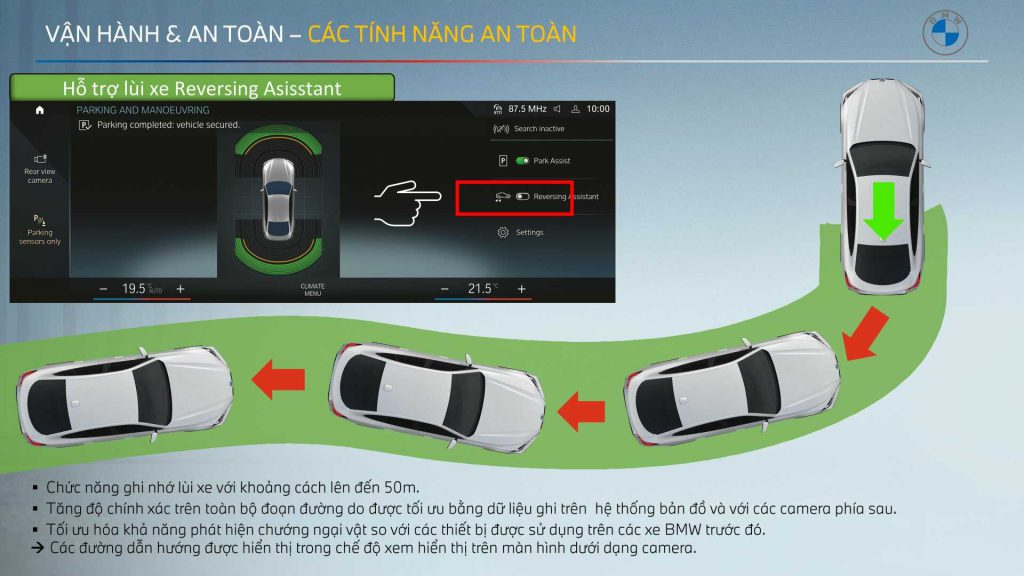 Chức năng hỗ trợ lùi theo vệt bánh xe.